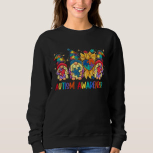 Gnome Puzzle Ribbon Autism Awareness Men Women Tea Sweatshirt