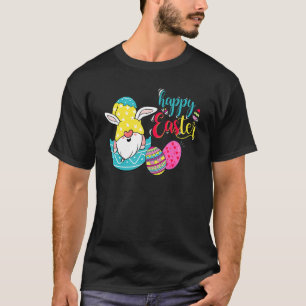 Gnome Rabbit Eggs Hunting Happy Easter Day T-Shirt