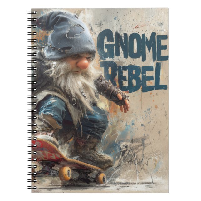 Gnome Rebel skateboarding graphic artwork Notebook (Front)