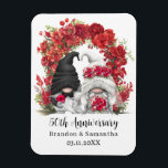 Gnome Red Floral Arch 50th Wedding Anniversary Magnet<br><div class="desc">Custom 50th wedding anniversary keepsake magnet with a design featuring a bride and groom gnomes and a red floral arch illustration. Edit the template with any year and message.</div>
