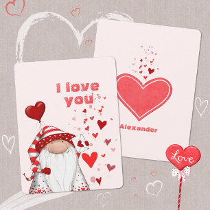 Gnome Red Hearts Cute Love and Valentine´s Day Holiday Card
