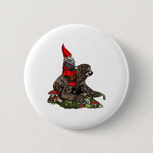 Gnome Riding a Sloth 6 Cm Round Badge