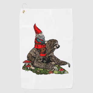 Gnome Riding a Sloth   Golf Towel