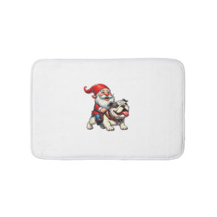 Gnome Riding English Bulldog Christmas Xmas Boys G Bath Mat