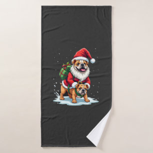 Gnome Riding English Bulldog Christmas Xmas Boys G Bath Towel