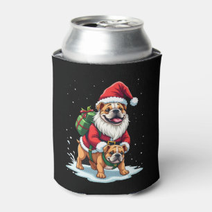 Gnome Riding English Bulldog Christmas Xmas Boys G Can Cooler