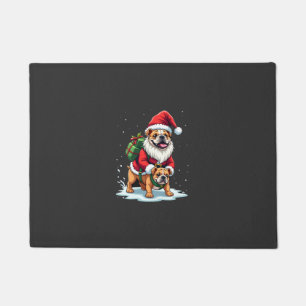 Gnome Riding English Bulldog Christmas Xmas Boys G Doormat