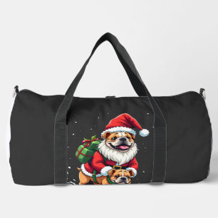 Gnome Riding English Bulldog Christmas Xmas Boys G Duffle Bag