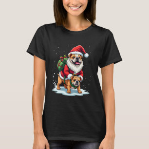 Gnome Riding English Bulldog Christmas Xmas Boys G T-Shirt