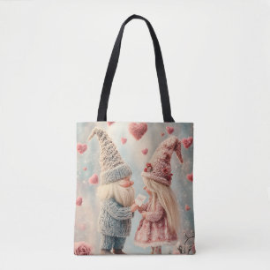 Gnome Romance: Valentine's Day Gnome Couple Tote Bag