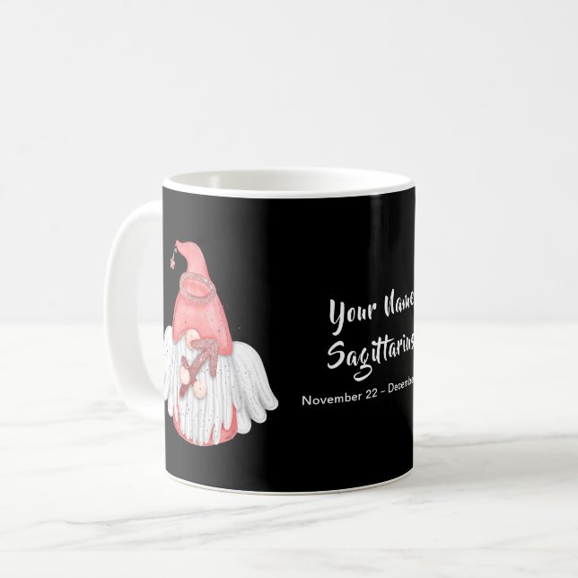 Gnome Sagittarius Astrology Sign Angel Your Name Coffee Mug (Front Left)