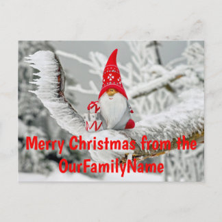 Gnome Santa Christmas Customise Postcard