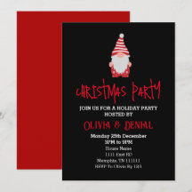 Gnome Santa Christmas Holiday Party Invitations