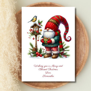 Gnome Santa Claus Winter Christmas Holiday Card