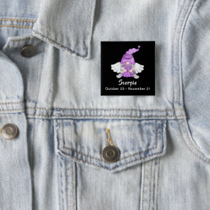 Gnome Scorpio Astrology Sign Angel Pin-Back Button