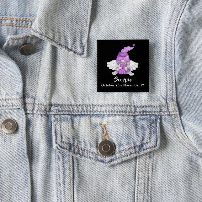 Gnome Scorpio Astrology Sign Angel Pin-Back Button (In Situ)