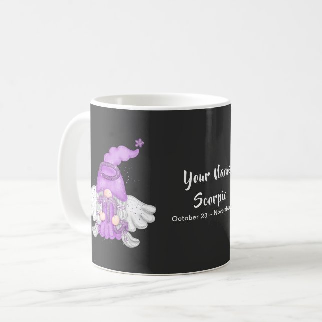 Gnome Scorpio Astrology Sign Angel Your Name Coffee Mug (Front Left)