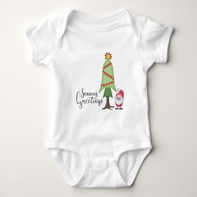 Gnome Seasons Greetings Baby Bodysuit (Front)