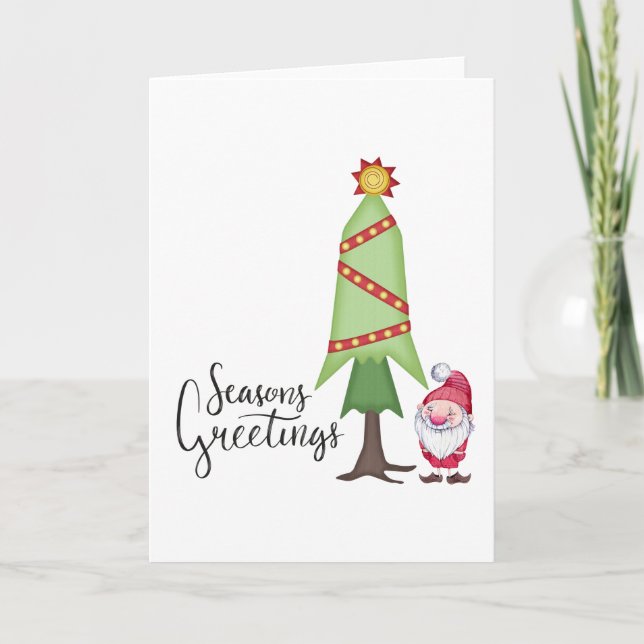 Gnome Seasons Greetings Holiday Card (Front)