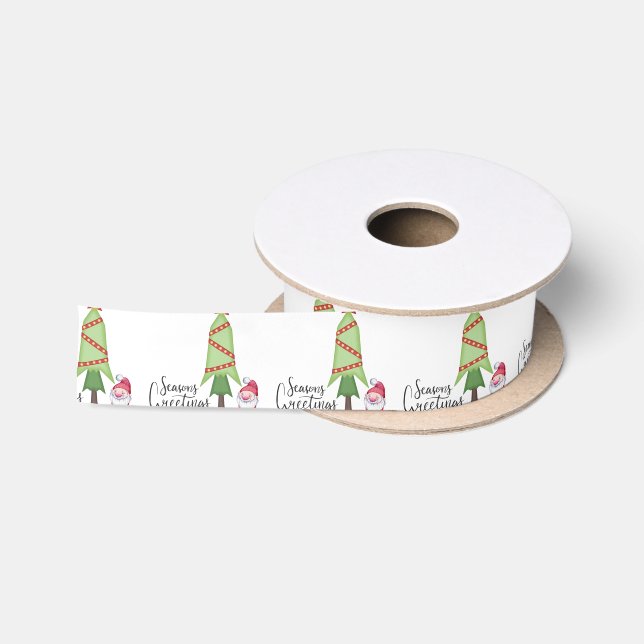 Gnome Seasons Greetings Satin Ribbon (Spool)