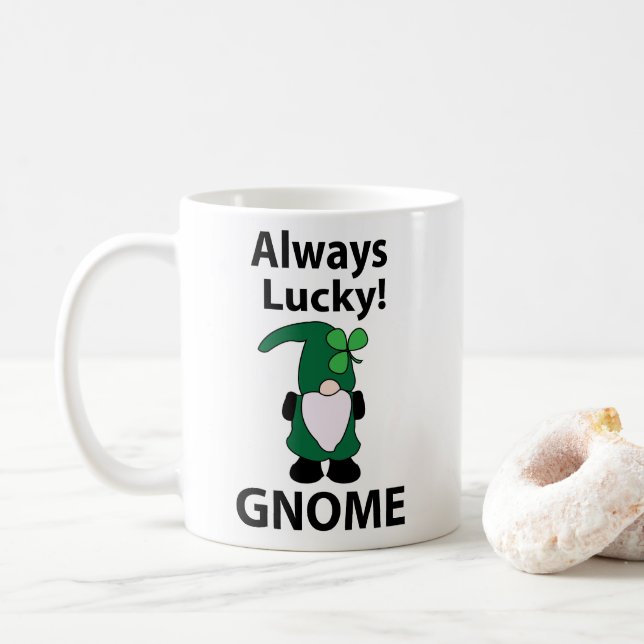 Gnome Shamrock Lucky St Patricks Day Gnome Coffee Mug (With Donut)