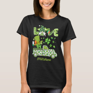 Gnome Shamrock Truck Love Nicu Nurse Nursing St Pa T-Shirt