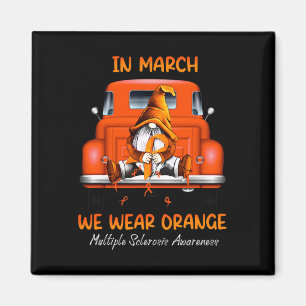 Gnome Sitting On Truck In March We Wear Orange Magnet