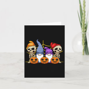Gnome Skeleton Lazy Halloween Costume Cute Pumpkin Card