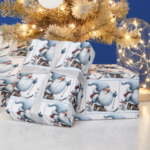 Gnome Skiing With a Bunny Wrapping Paper