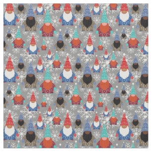 Gnome Snowflake Illustrations Christmas Pattern Fabric