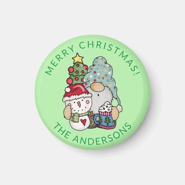 Gnome Snowman Christmas Magnet (Front)