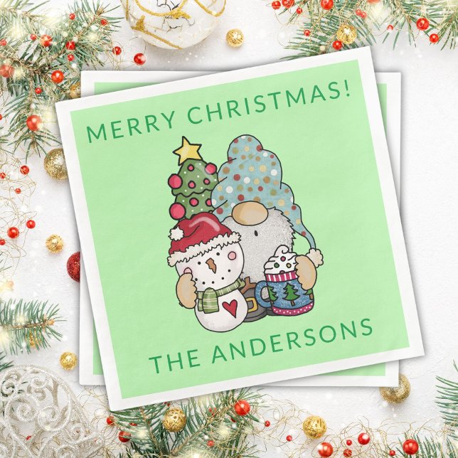 Gnome Snowman Christmas Party Napkin (Creator Uploaded)