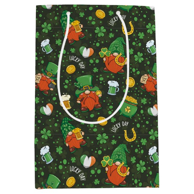 Gnome St. Patrick’s Day Wrapping Paper Medium Gift Bag (Front)