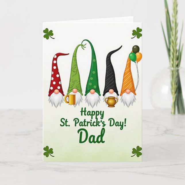 Gnome St Patricks Day Dads Card (Front)