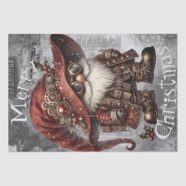Gnome Steampunk Winter Christmas Tissue Paper (Front)