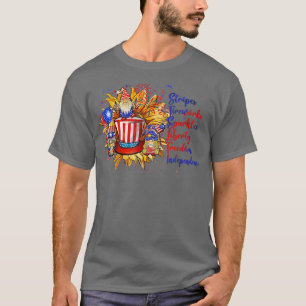 Gnome Stripes Fireworks Sparkles Freedom Sunflower T-Shirt