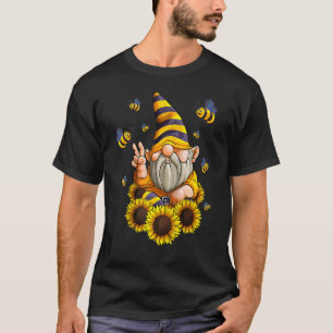 Gnome Sunflower With Bees  Gardening Gnome Hippie T-Shirt