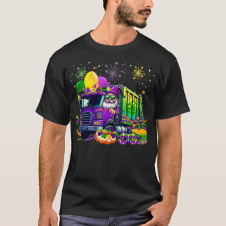 Gnome Sunglasses Driving Garbage Truck Jester Hat  T-Shirt