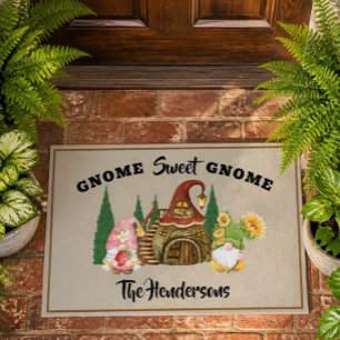 Gnome Sweet Gnome Personalised Family Doormat
