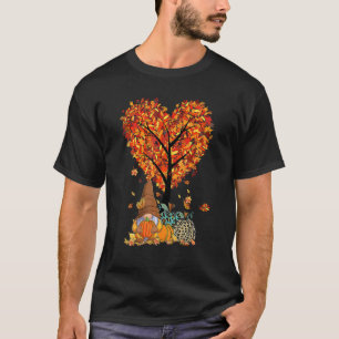 Gnome Thanksgiving Fall Leaves Tree Pumpkin Patch T-Shirt