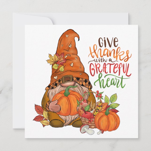 Gnome Thanksgiving Greeting Card (Front)