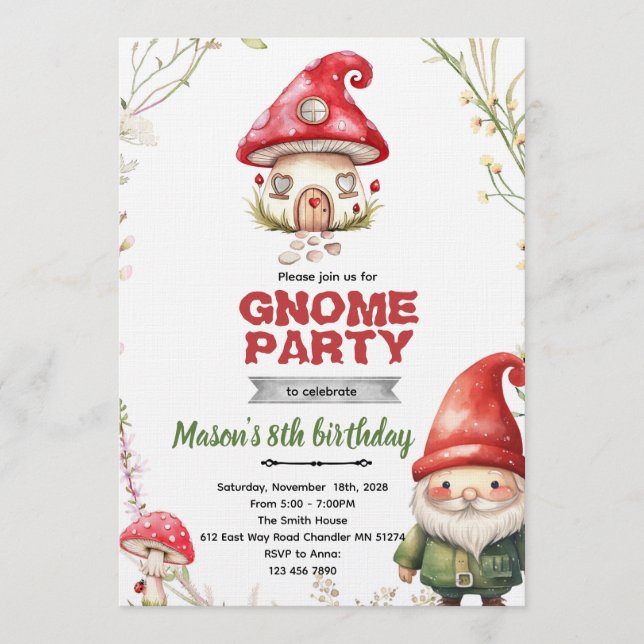 Gnome theme party invitation (Front)