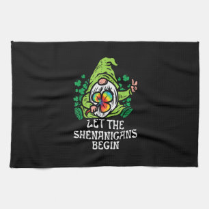 Gnome Tie Dye Shamrock Let Shenanigans Begin St Pa Tea Towel