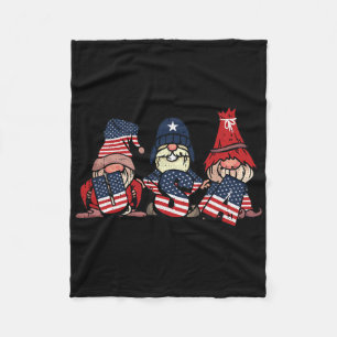 Gnome Usa 4th Of July Cute American Flag Independe Fleece Blanket