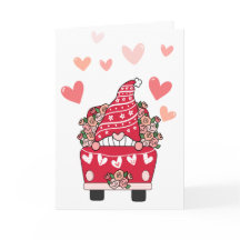 Gnome Valentine Card Retro Truck