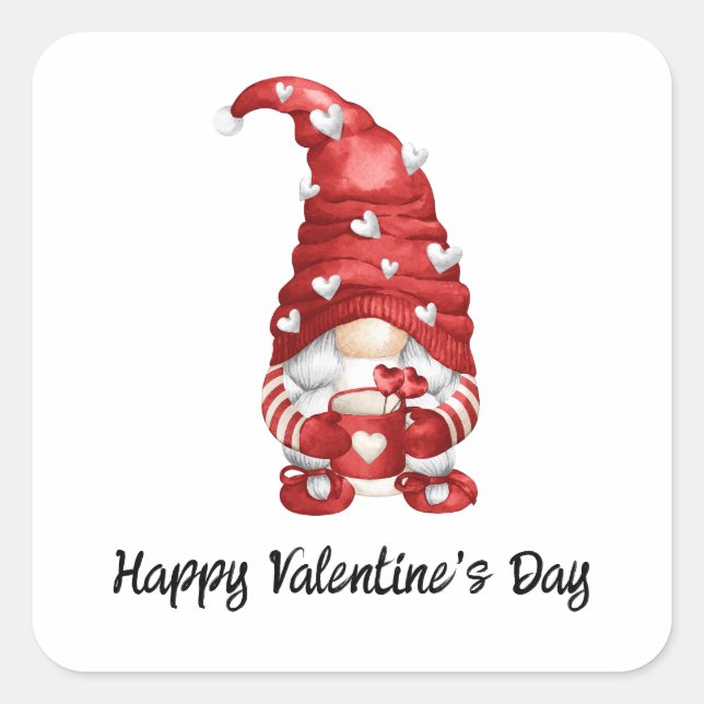 Gnome Valentine Square Sticker (Front)