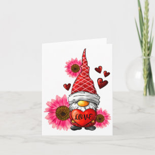 Gnome Valentines Day Cute Gnome Heart Leopard Sunf Card
