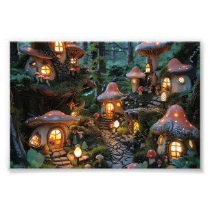 Gnome village at evening time photo print