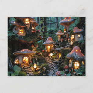 Gnome village at evening time postcard