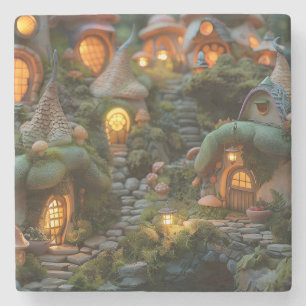 Gnome village stone coaster